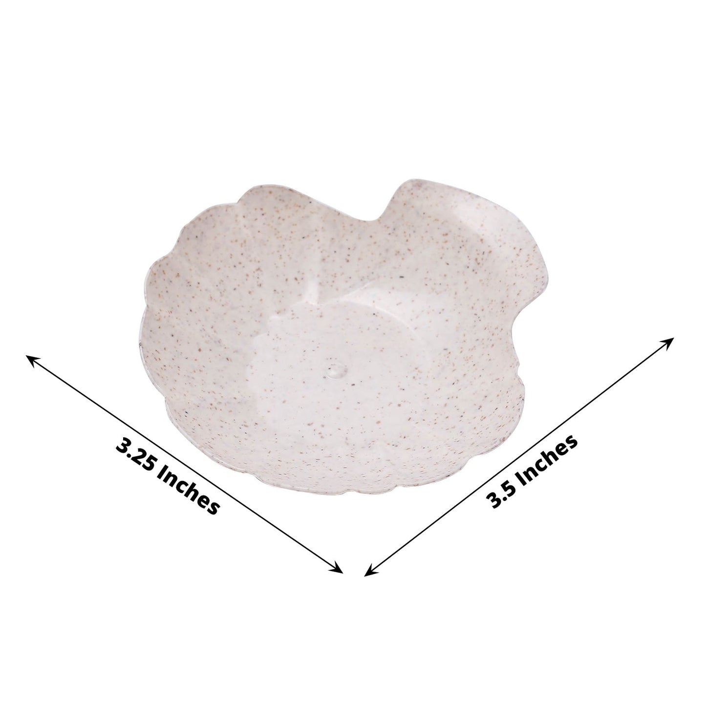 Biodegradable mini sea shell dessert plate in natural wheat straw color.