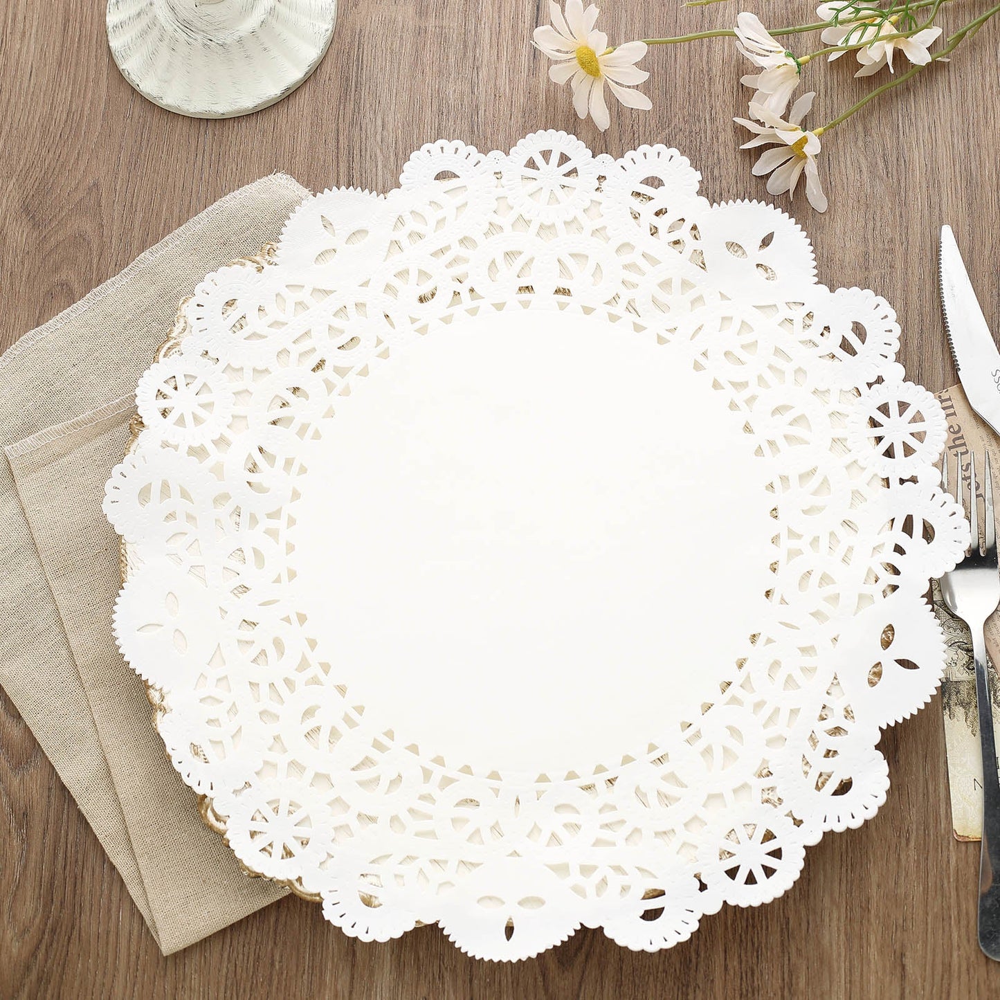 100 White 14 Inch Round Food Grade Paper Lace Doilies