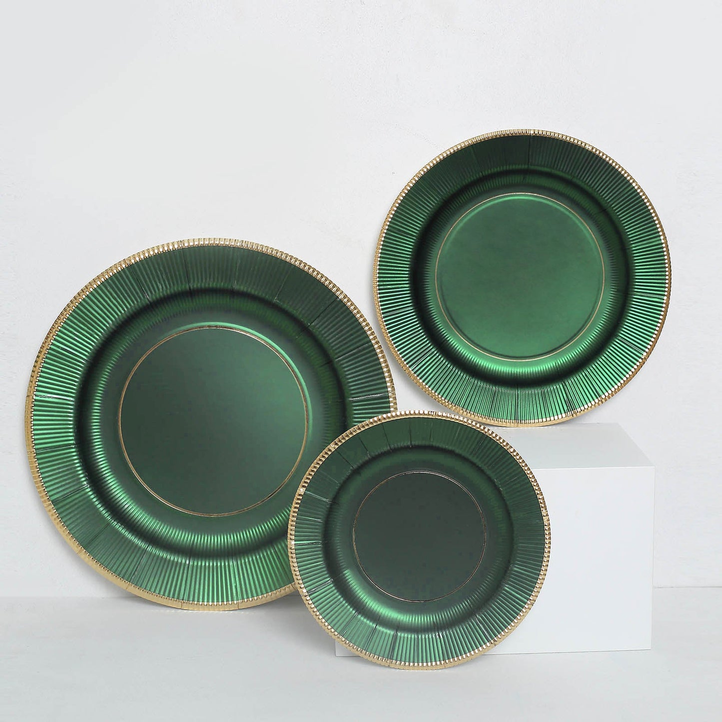 25 Pack | 8inch Hunter Emerald Green Sunray Dessert Appetizer Paper Plates