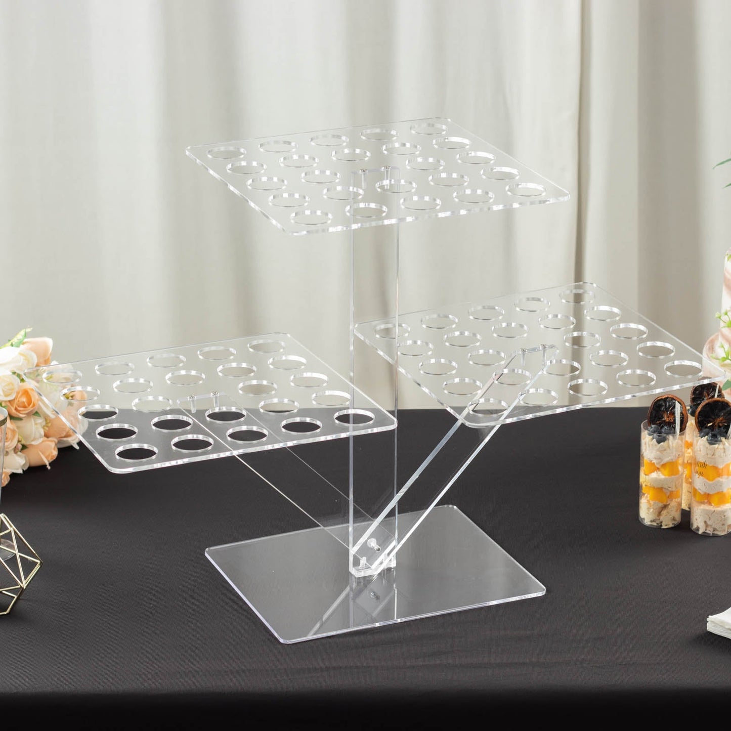 Clear 3-tier acrylic ice cream cone display stand with 72 slots.