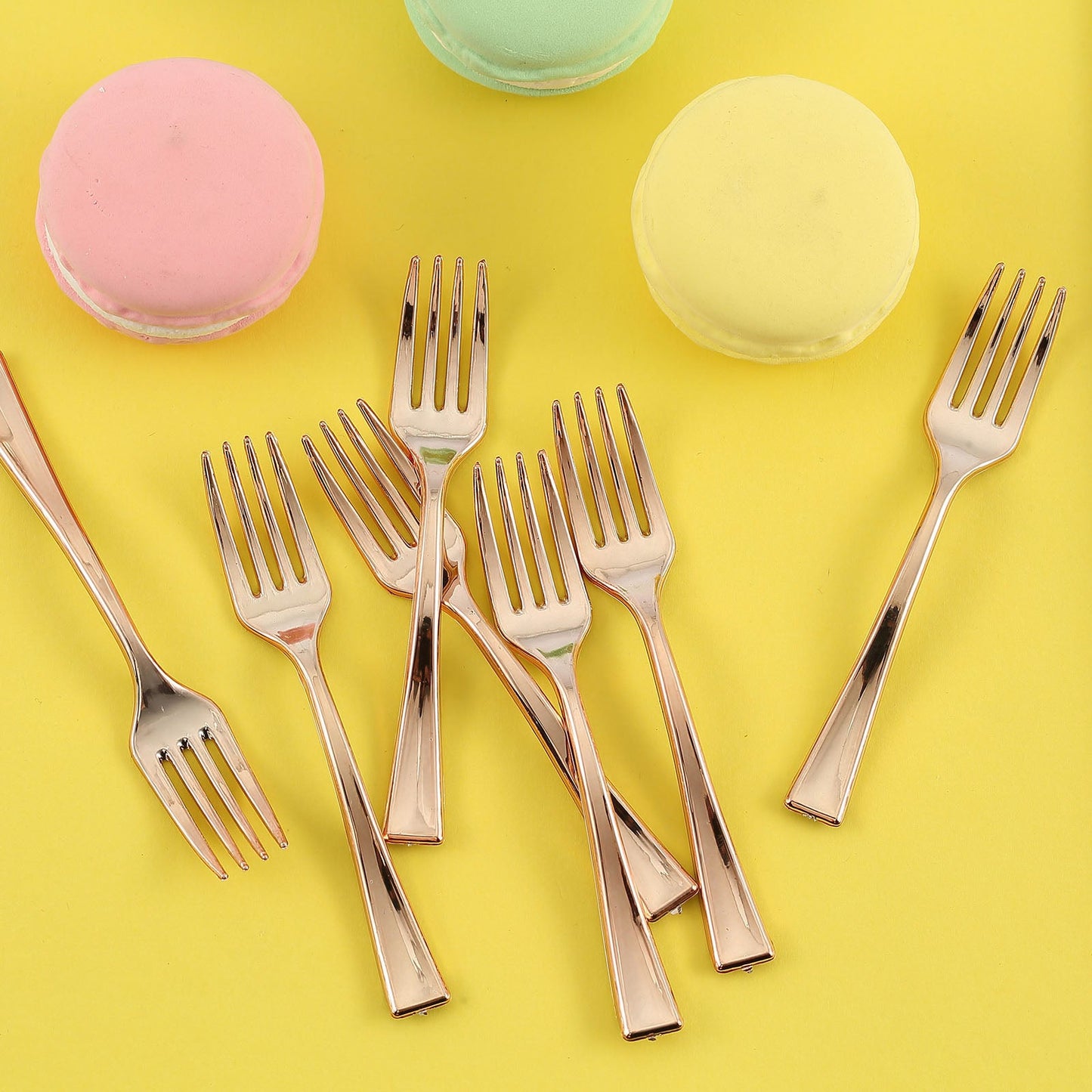 Pack of 24 Rose Gold Mini Heavy Duty 4 Inch Plastic Dessert Appetizer Forks