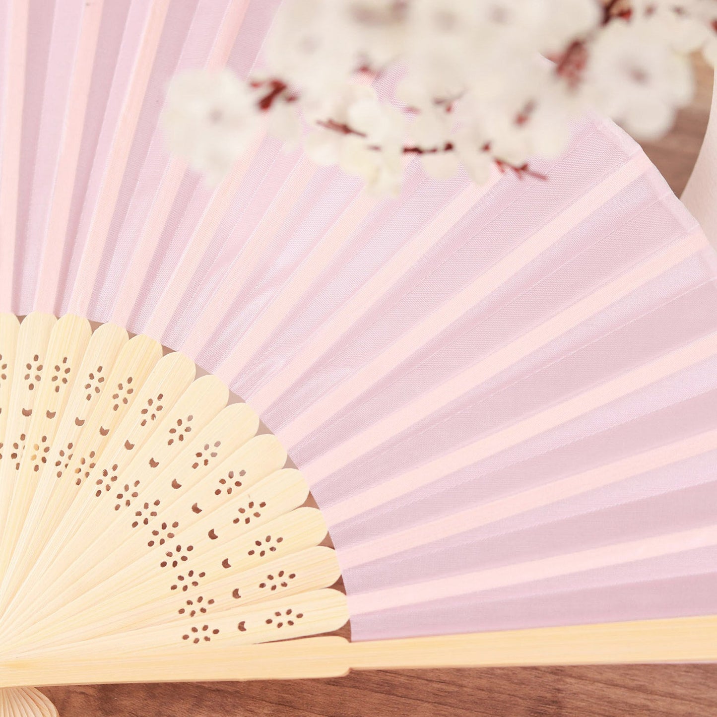 5 Pack | Blush / Rose Gold Asian Silk Folding Fans