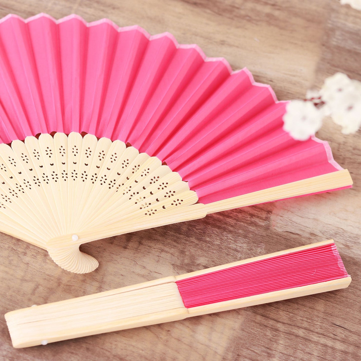 5 Pack | Fuchsia Asian Silk Folding Fans