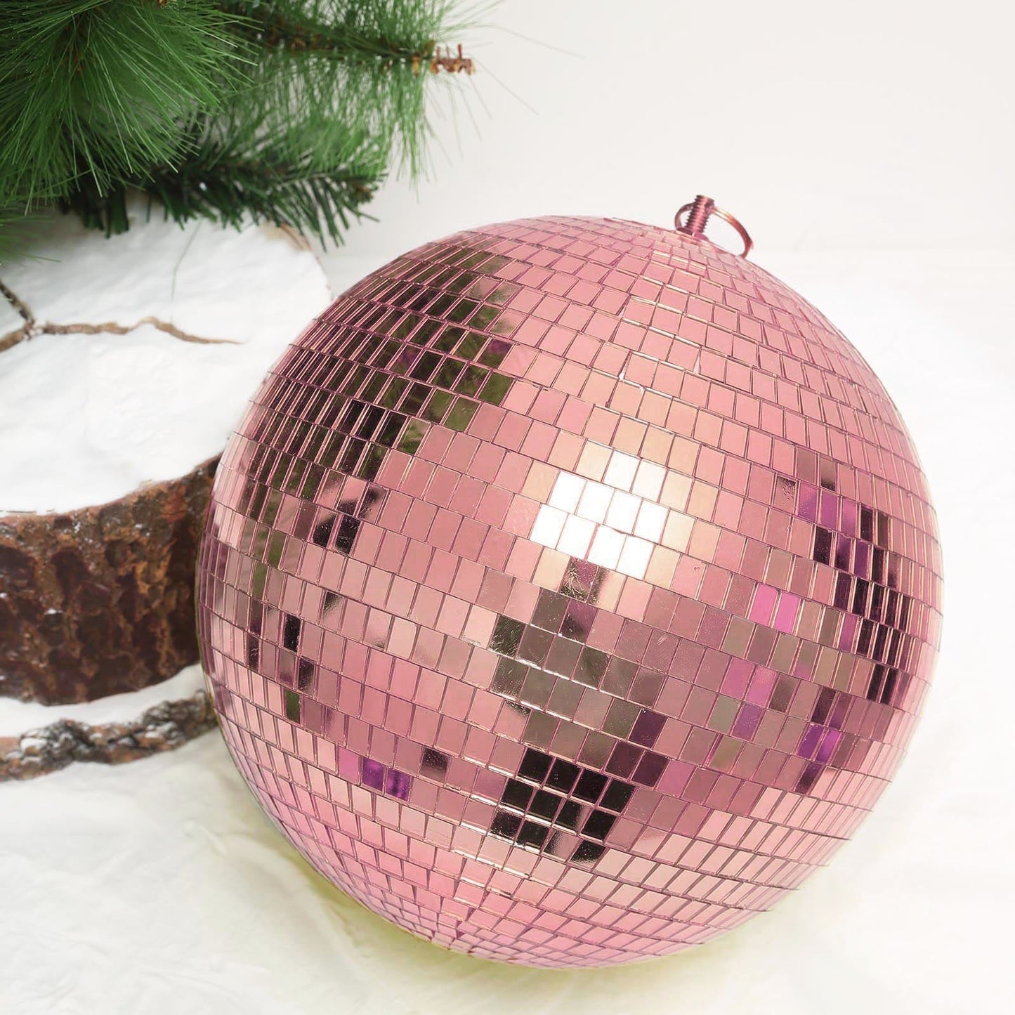 10inch Blush / Rose Gold Foam Disco Mirror Ball With Hanging Swivel Ring, Holiday Party Decor