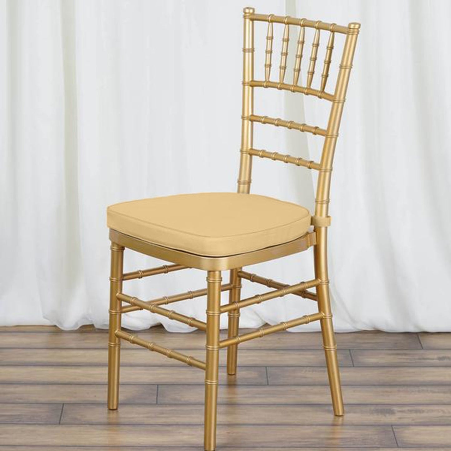 2inch Thick Champagne Chiavari Chair Pad, Memory Foam Seat Cushion With Ties and Removable Cover