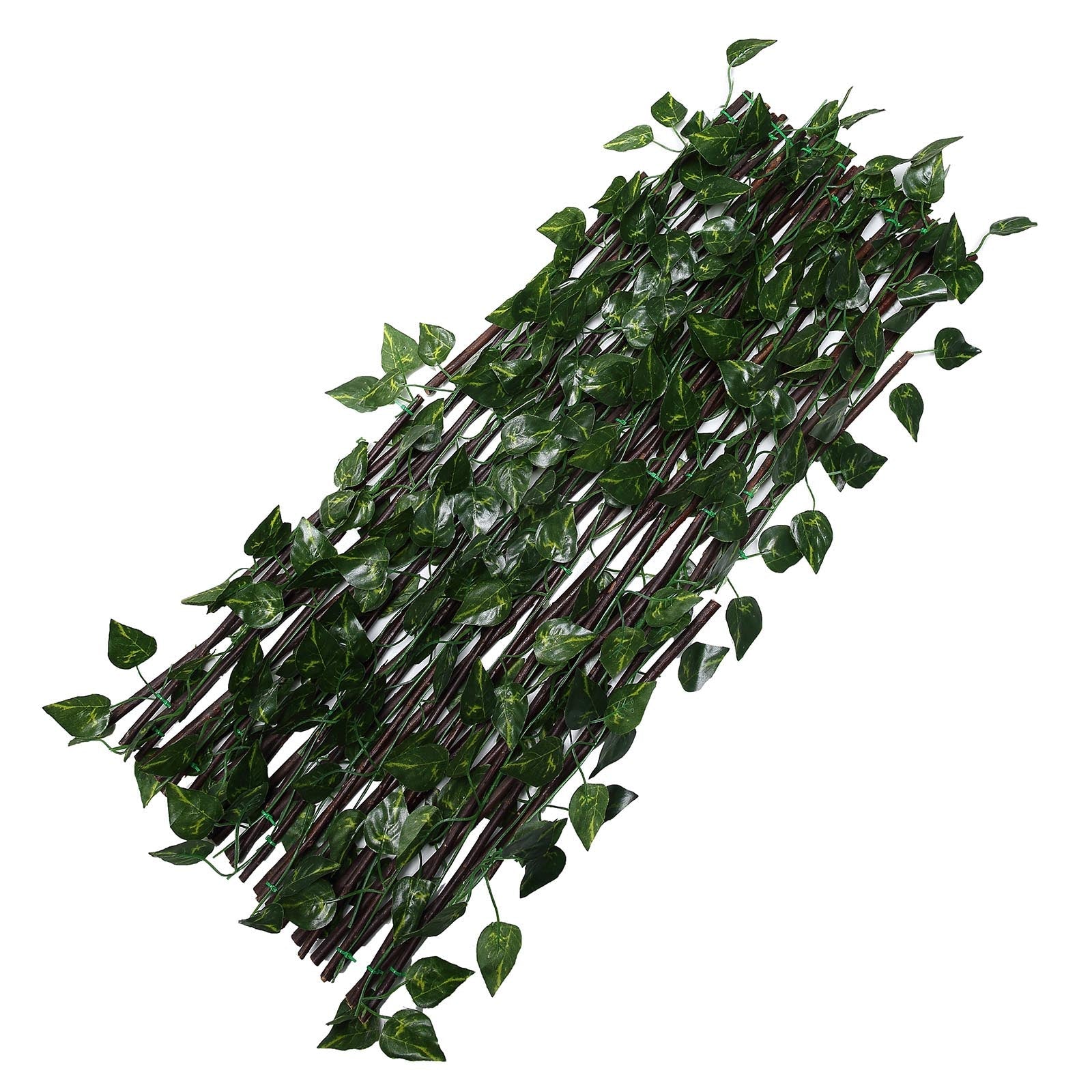 expandable wooden trellis Expandable Wooden Lattice Fence With Artificial Ivy Leaf Trellis Vines, Accordion Backdrop Fencing 17"x95"