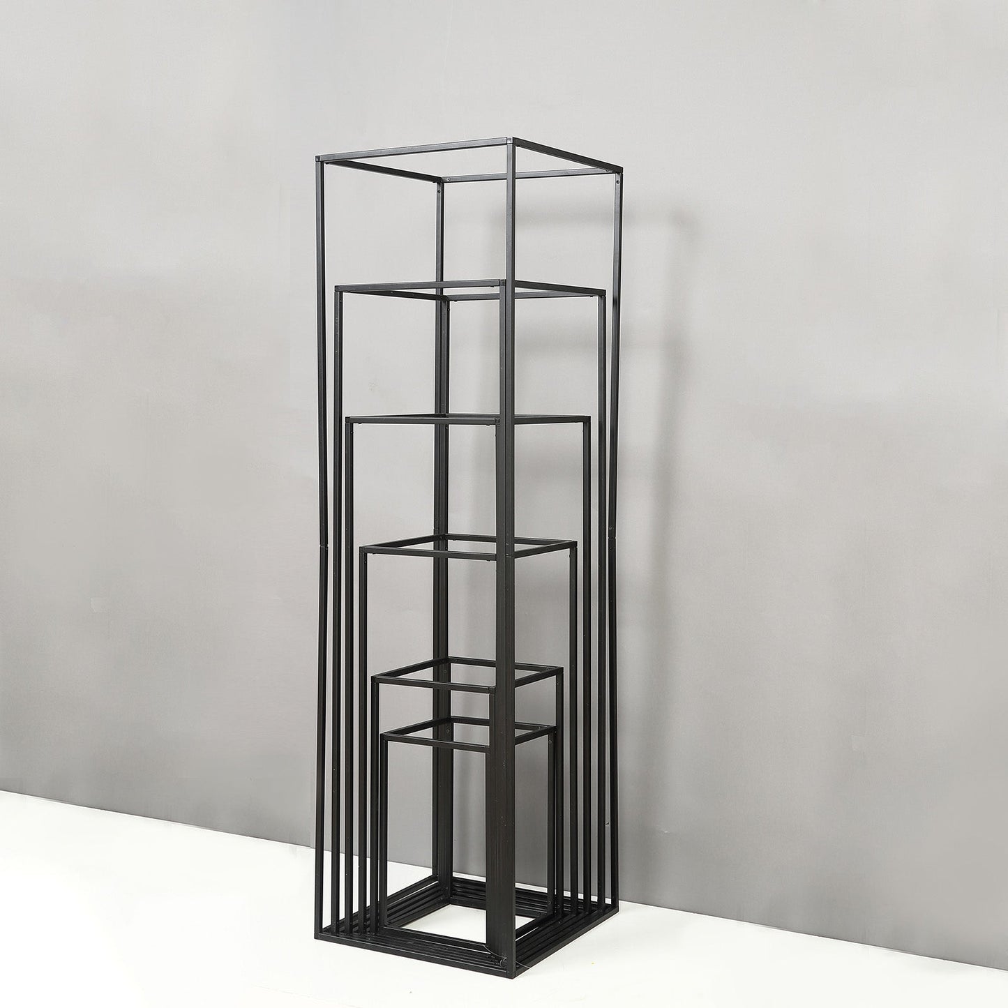 16" matte black metal wedding flower stand centerpiece.