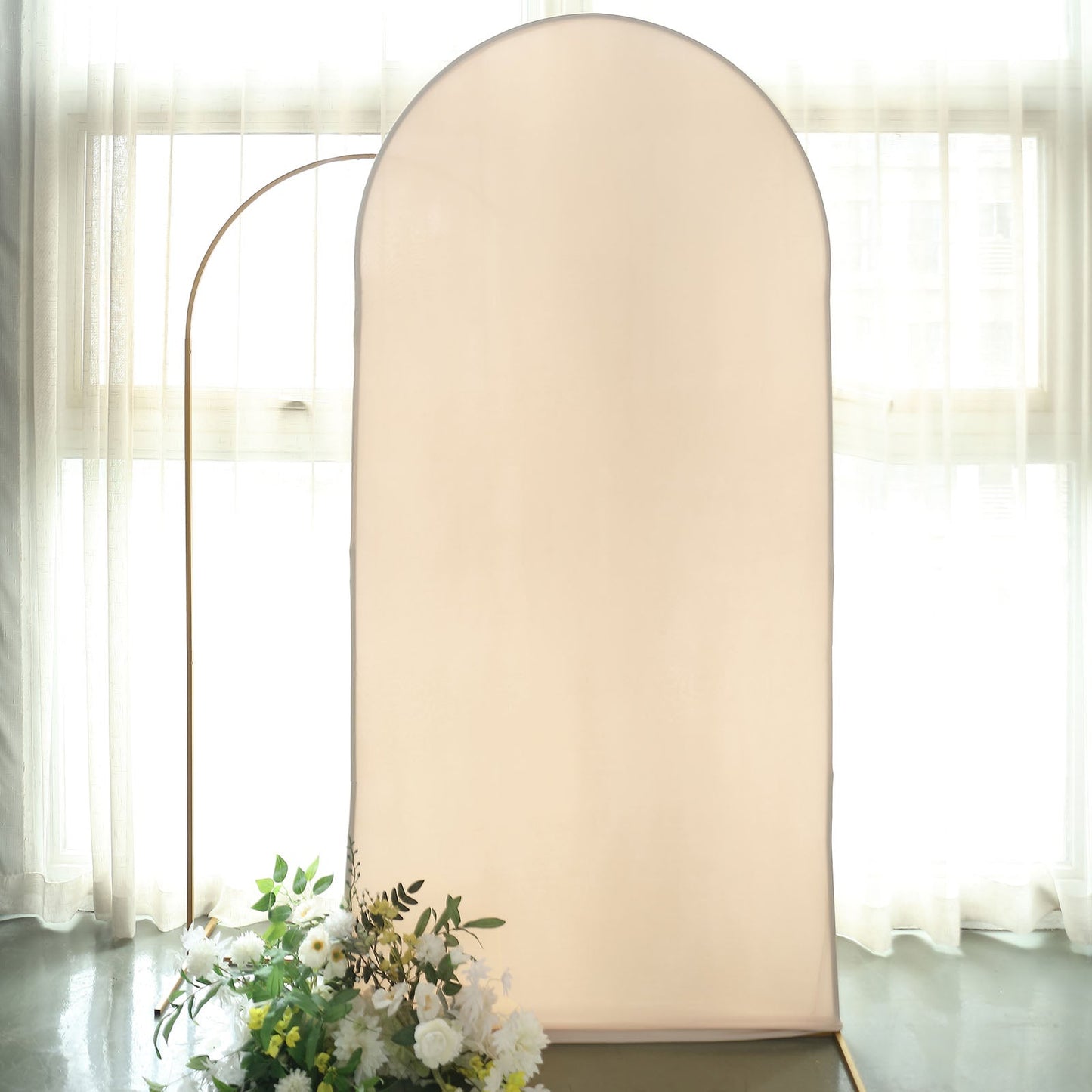 Matte Beige Spandex Round Top Arch Stand 7 Feet