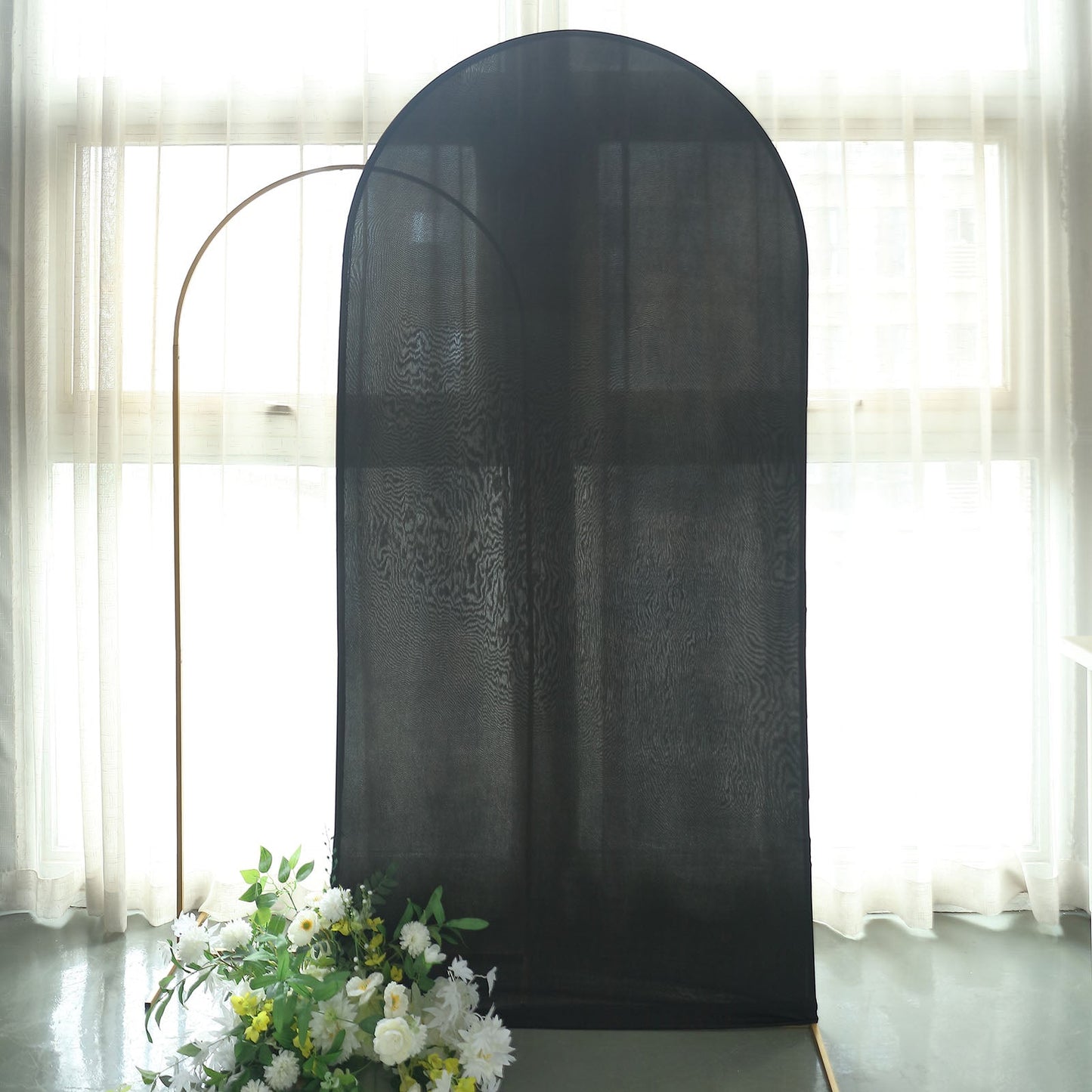 Matte Black Spandex Arch Cover in 7 Feet For Round Top Chiara Backdrop Stand
