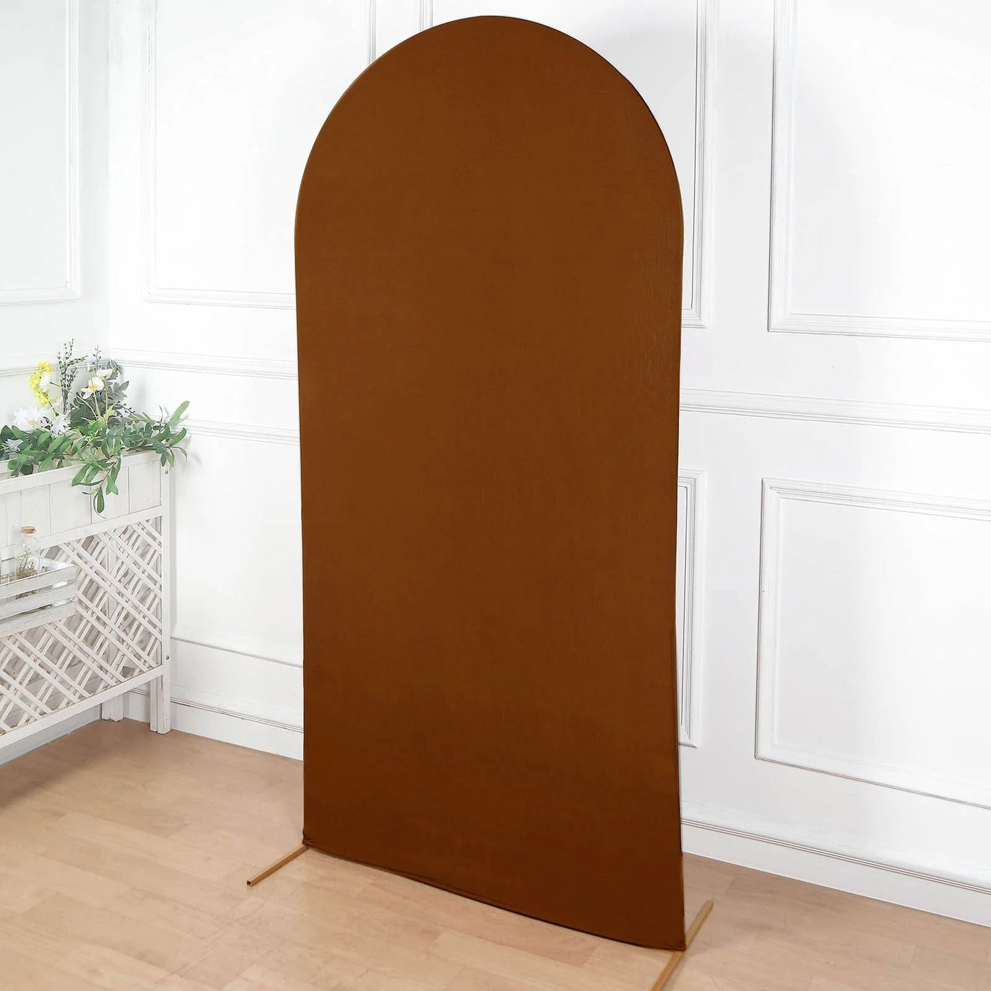 7ft Cinnamon Brown Spandex Fitted Wedding Arch Cover