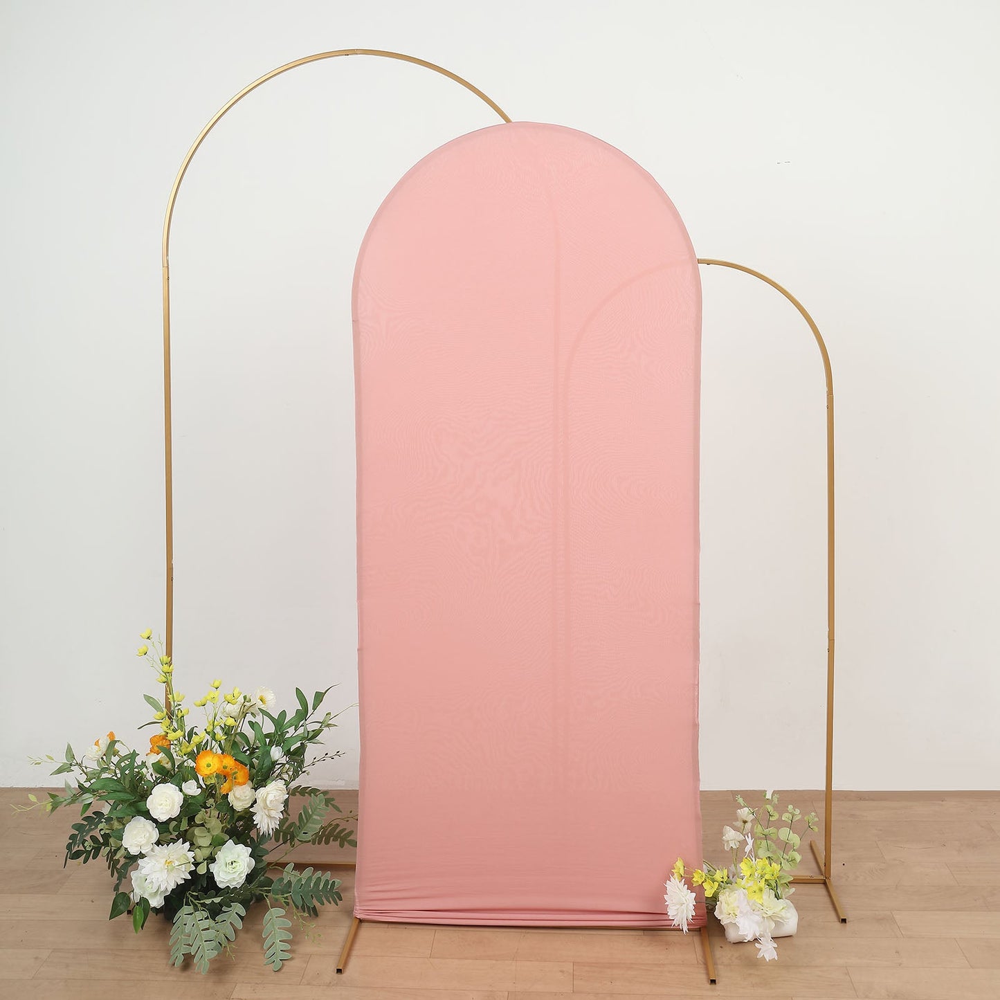Matte Dusty Rose Spandex Arch Cover in 6 Feet For Round Top Chiara Backdrop Stand