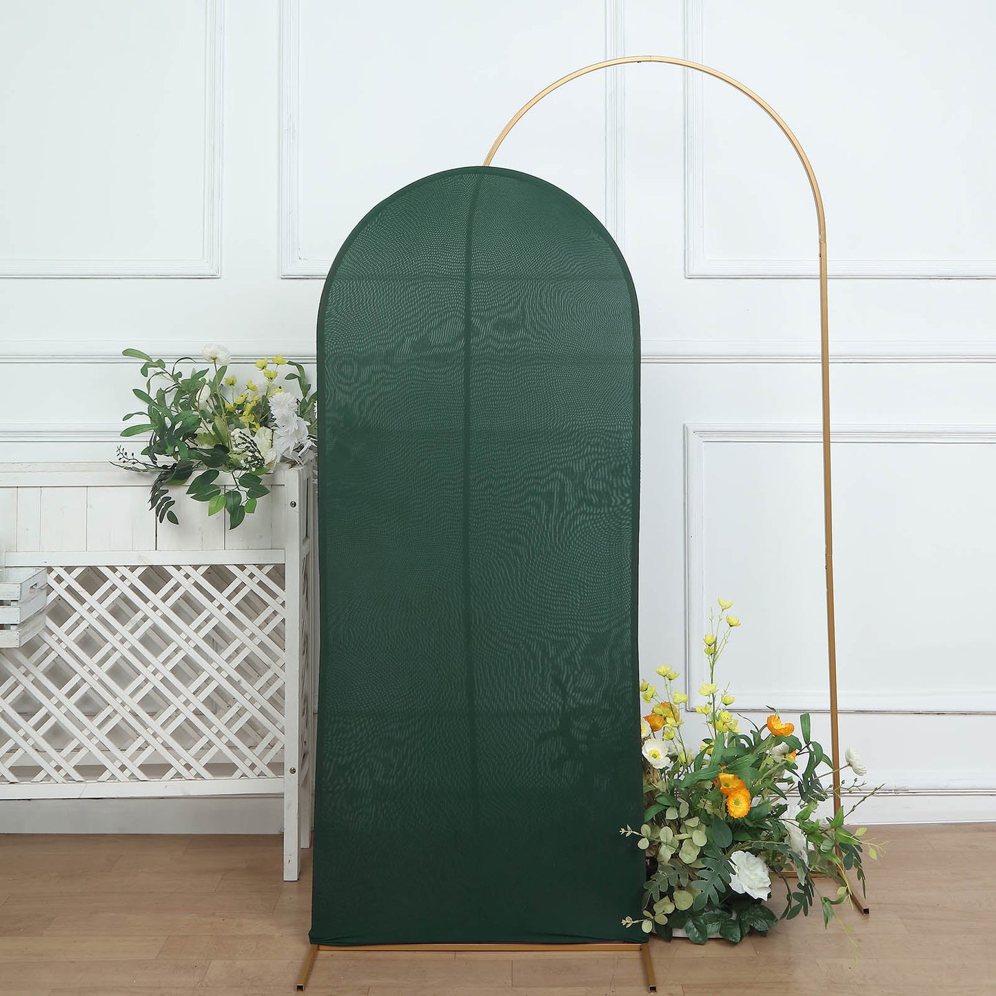 5ft Matte Hunter Emerald Green Spandex Fitted Wedding Arch Cover For Round Top Chiara Backdrop Stand