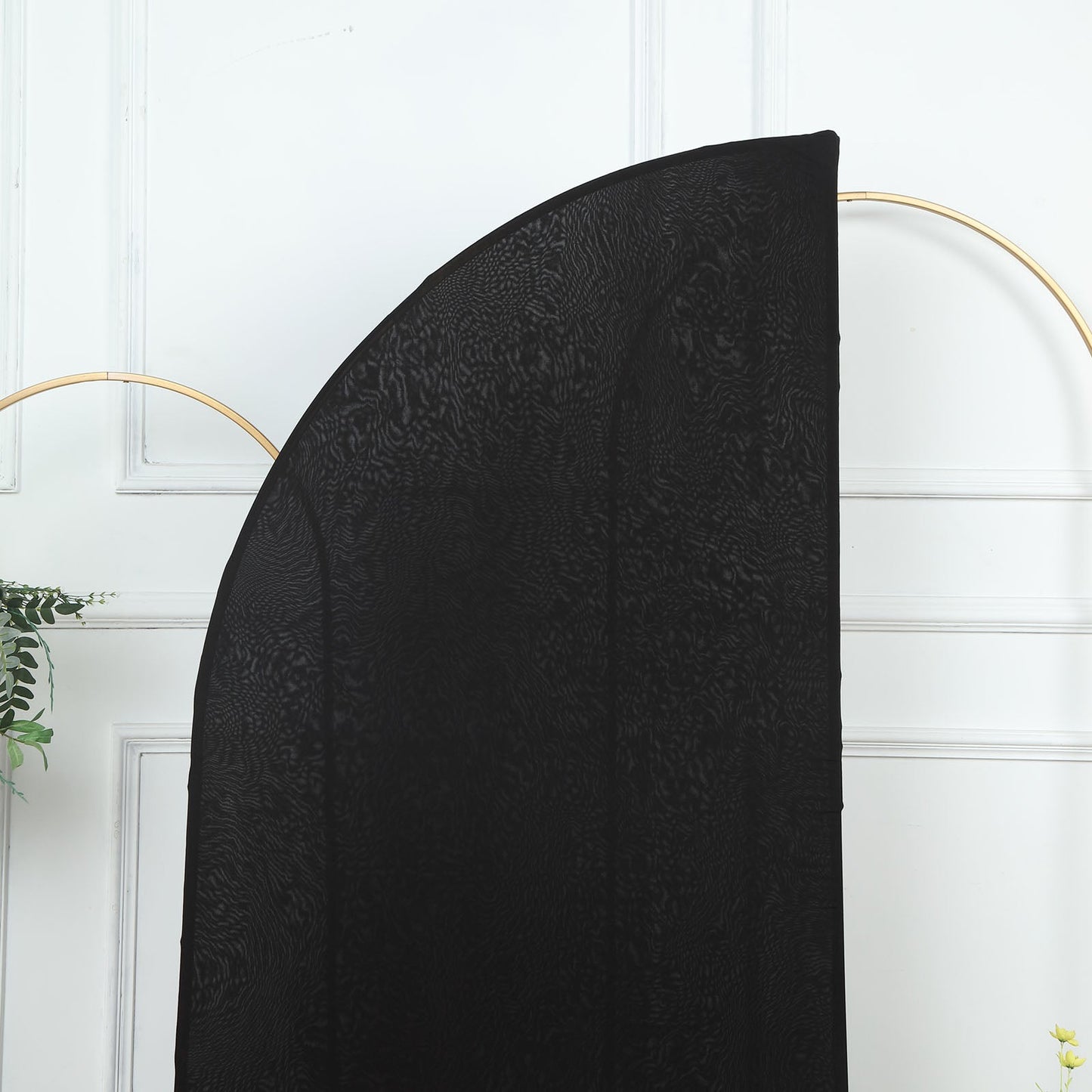 6ft Matte Black Fitted Spandex Half Moon Wedding Arch Cover, Custom Fit Chiara Backdrop Stand Cover