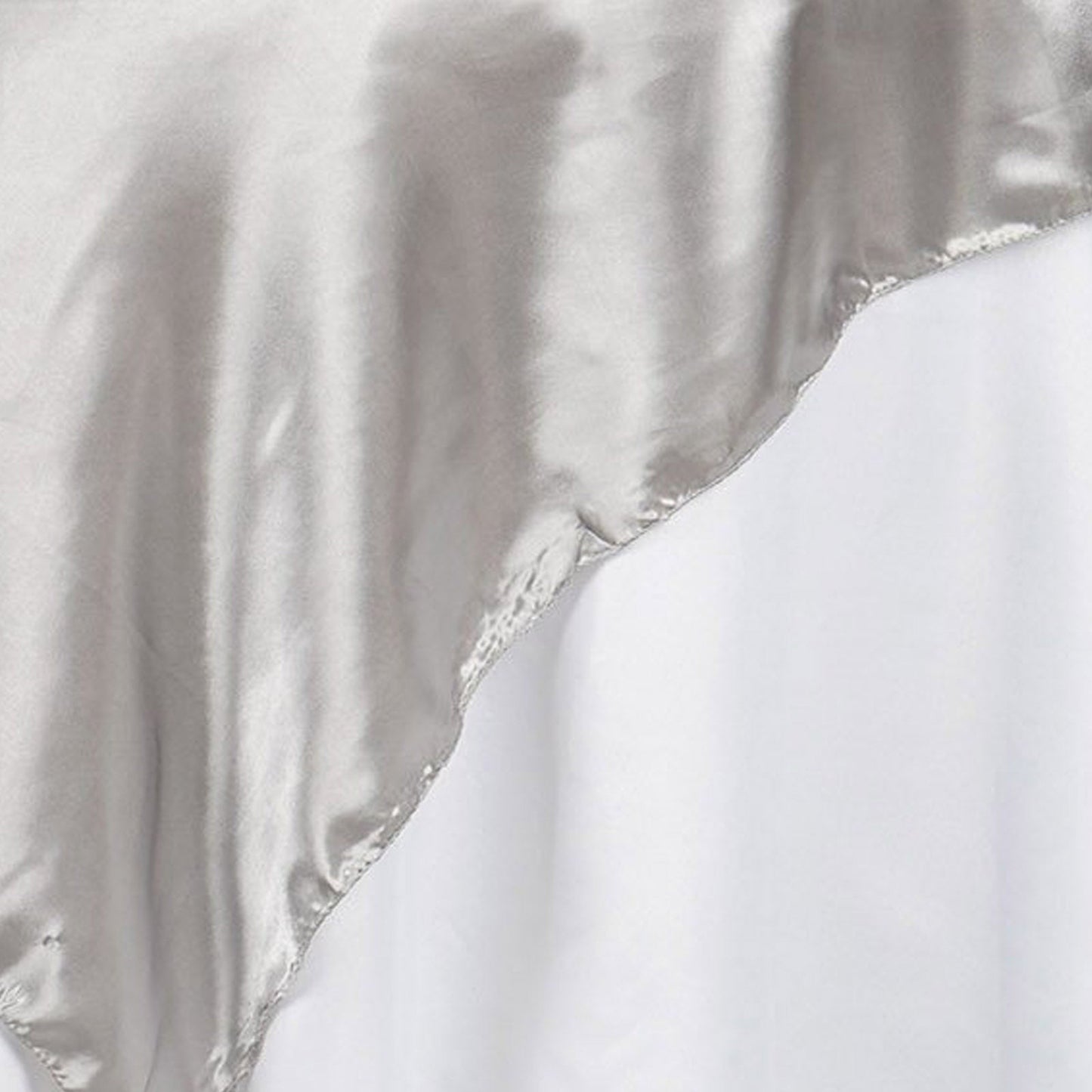 72 Inch x 72 Inch Silver Square Satin Tablecloth Overlay