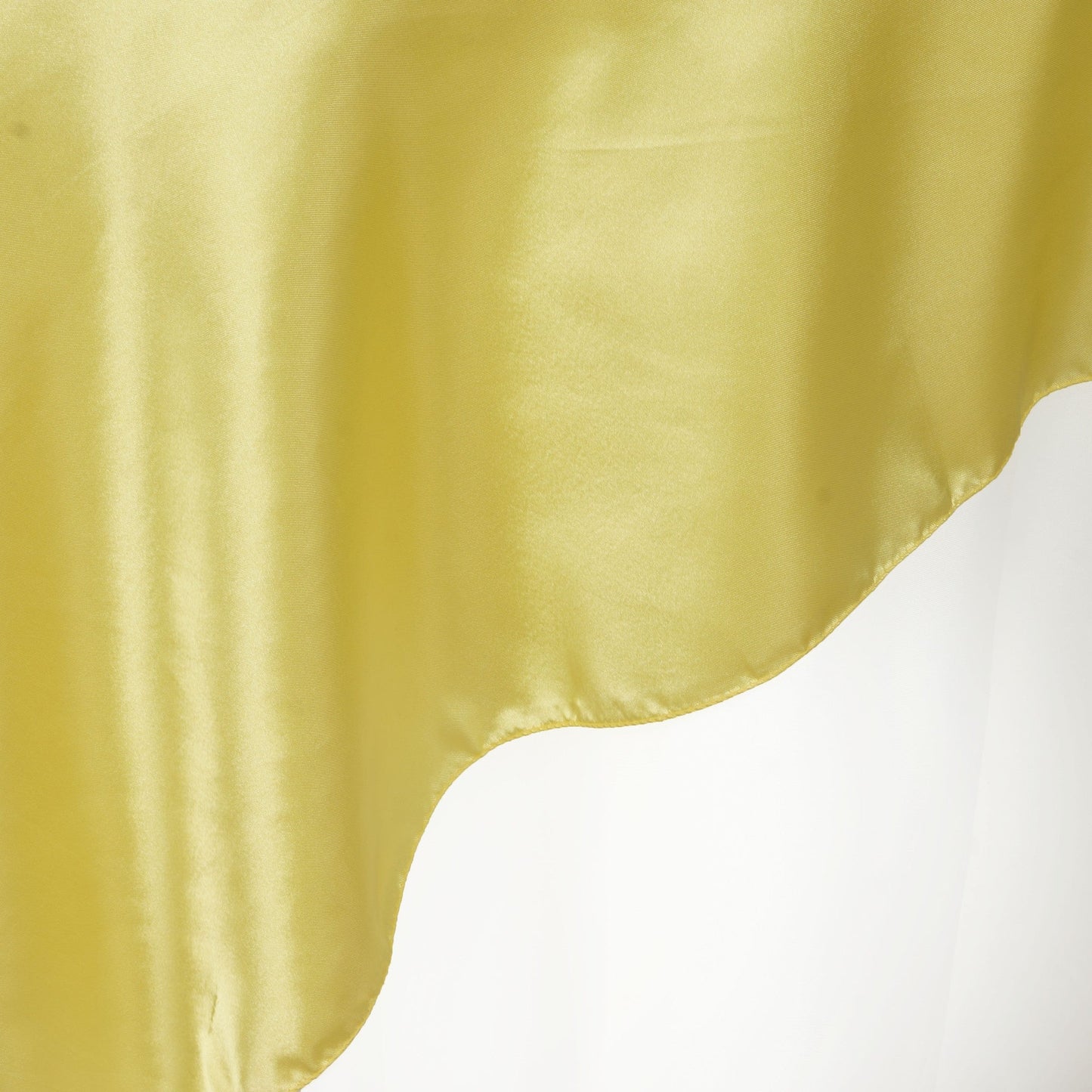 Yellow satin tablecloth overlay, 72" x 72".