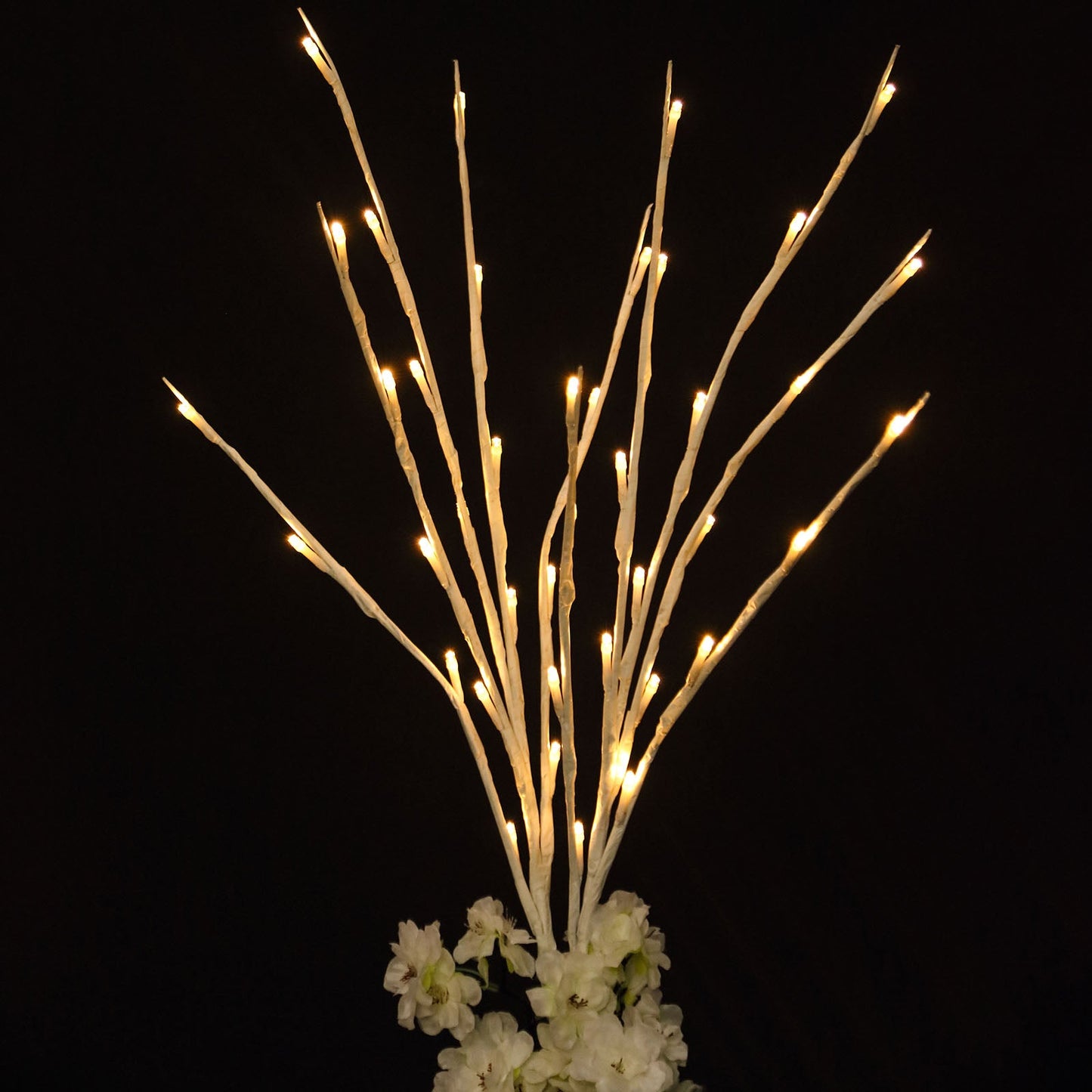 Warm white LED twig lights with 60 bright bulbs on decorative branches.