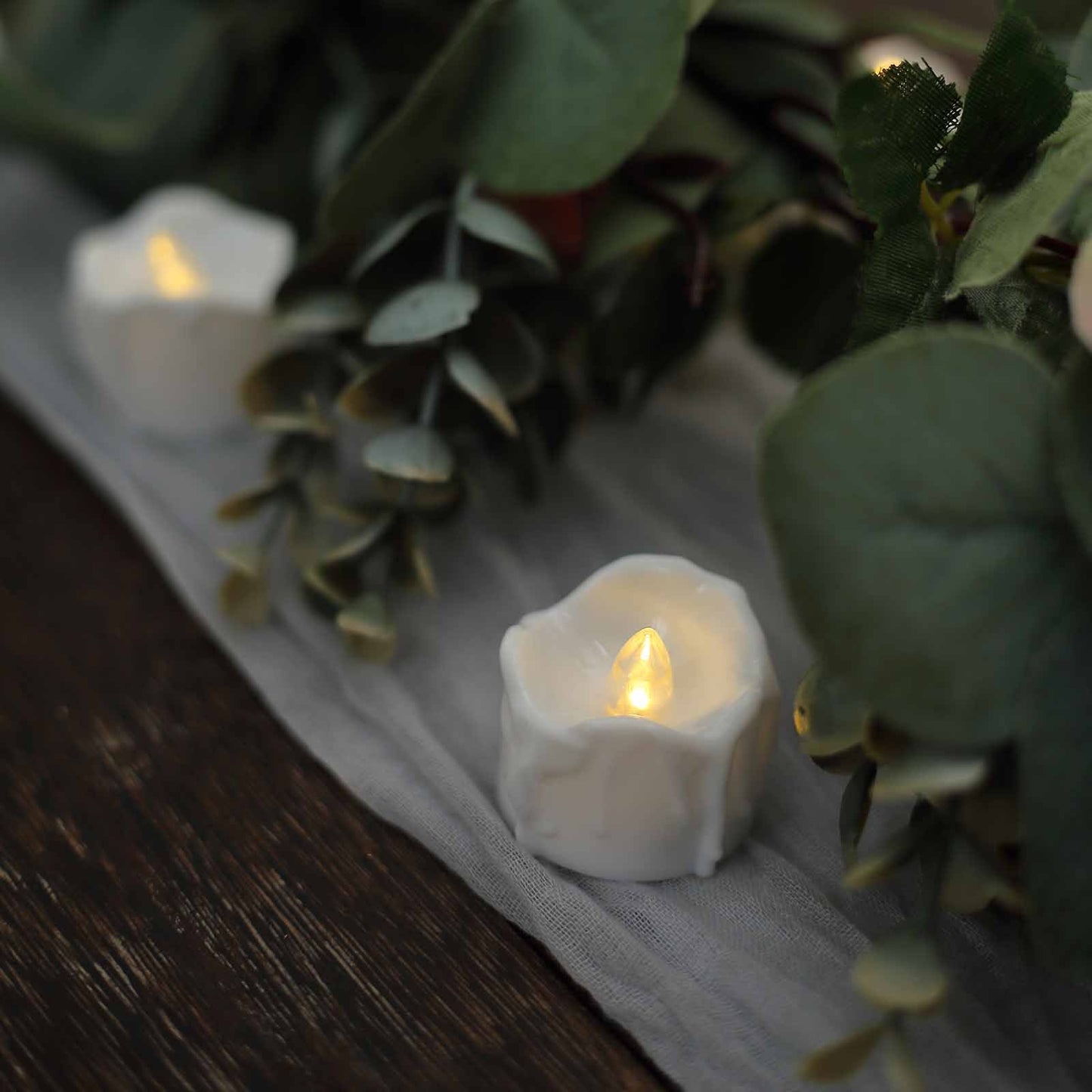12 Pack Of 1.5 Inch Warm White Realistic Wax Design LED Tealight Candles