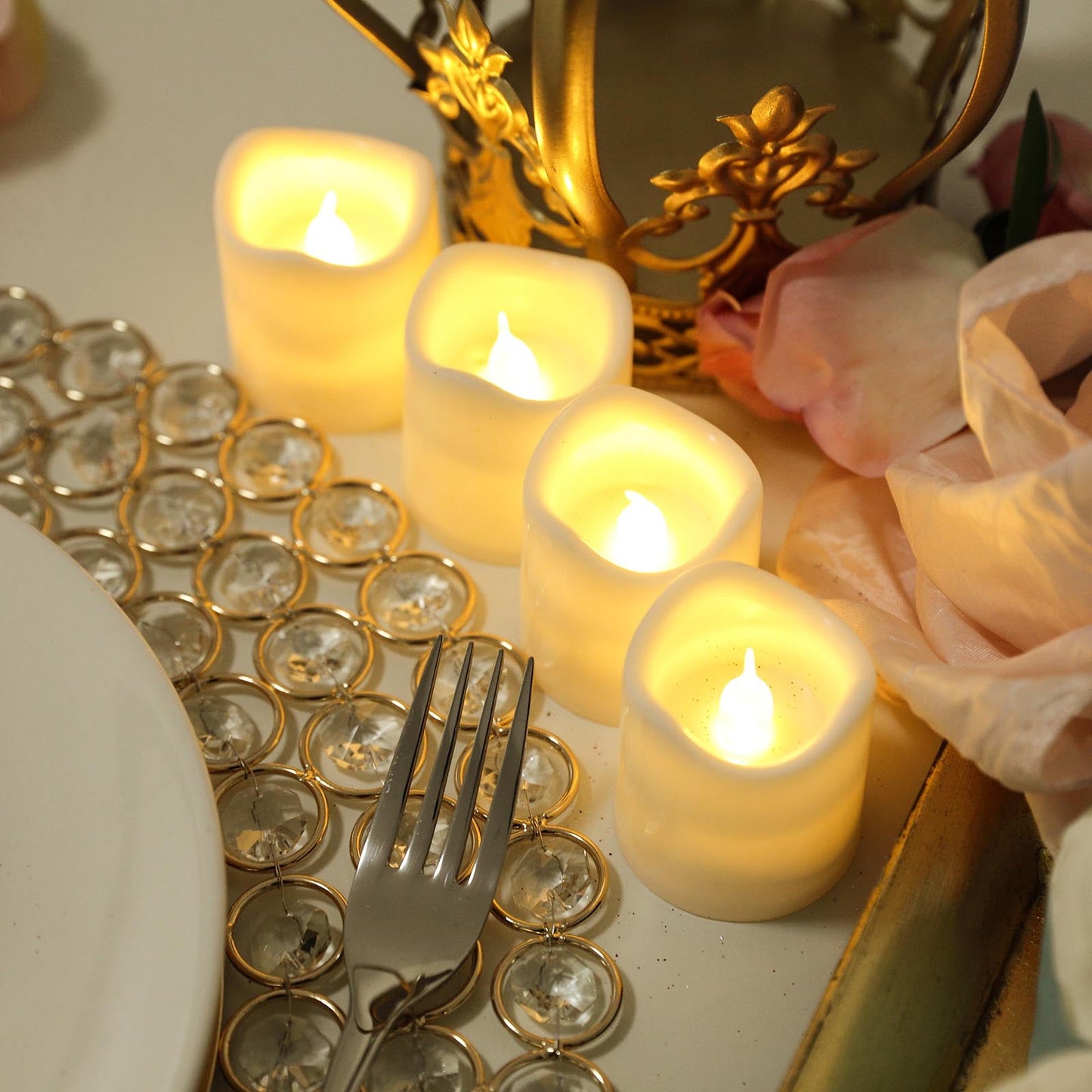 12 Pack | Flameless Candles LED | Votive Candles - White | eFavormart