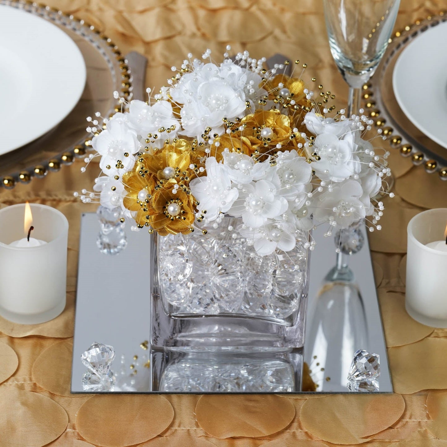 6 Pack | 8inch Square Glass Mirror Table Centerpiece, Hanging Wall Decor