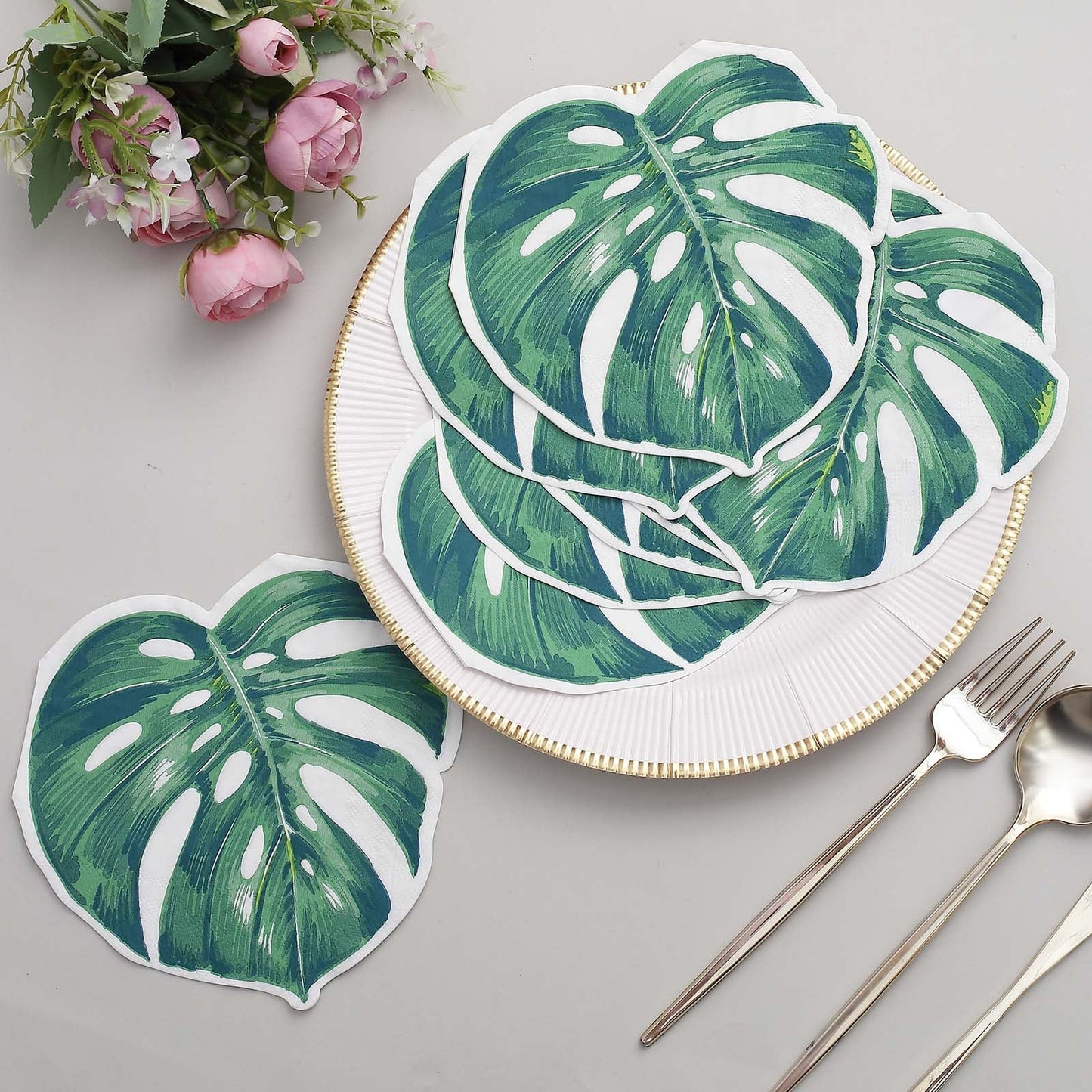 Green Tropical Leaf Disposable Cocktail Napkins 20 Pack