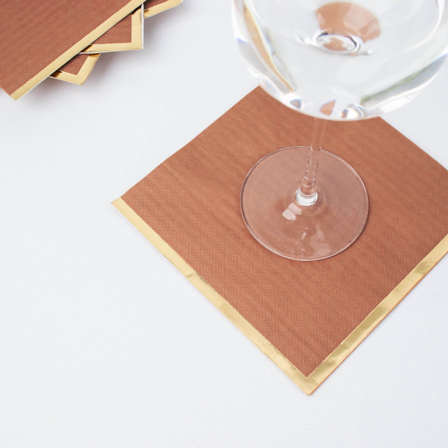 50 Pack | 2 Ply Soft Terracotta With Gold Foil Edge Party Paper Napkins
