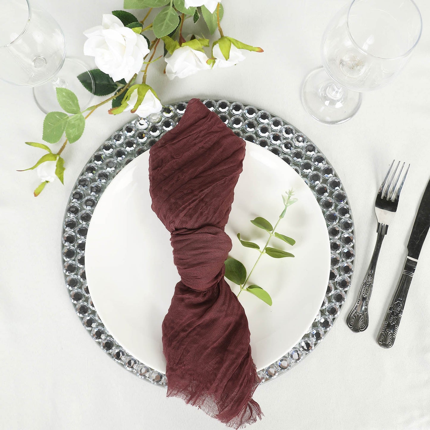 Cheesecloth Napkins In Burgundy 5 Pack 24 Inch x 19 Inch