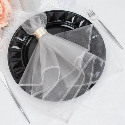 Luxurious Sheen of Silver Sheer Organza Napkins Luxurious Sheen of Silver Sheer Organza Napkins