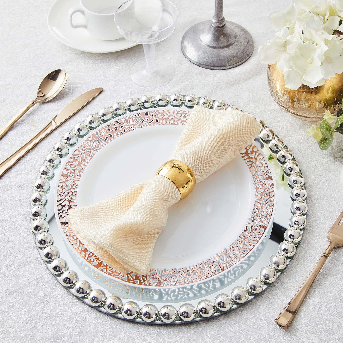 Hammered Gold Metal Napkin Rings Pack of 4