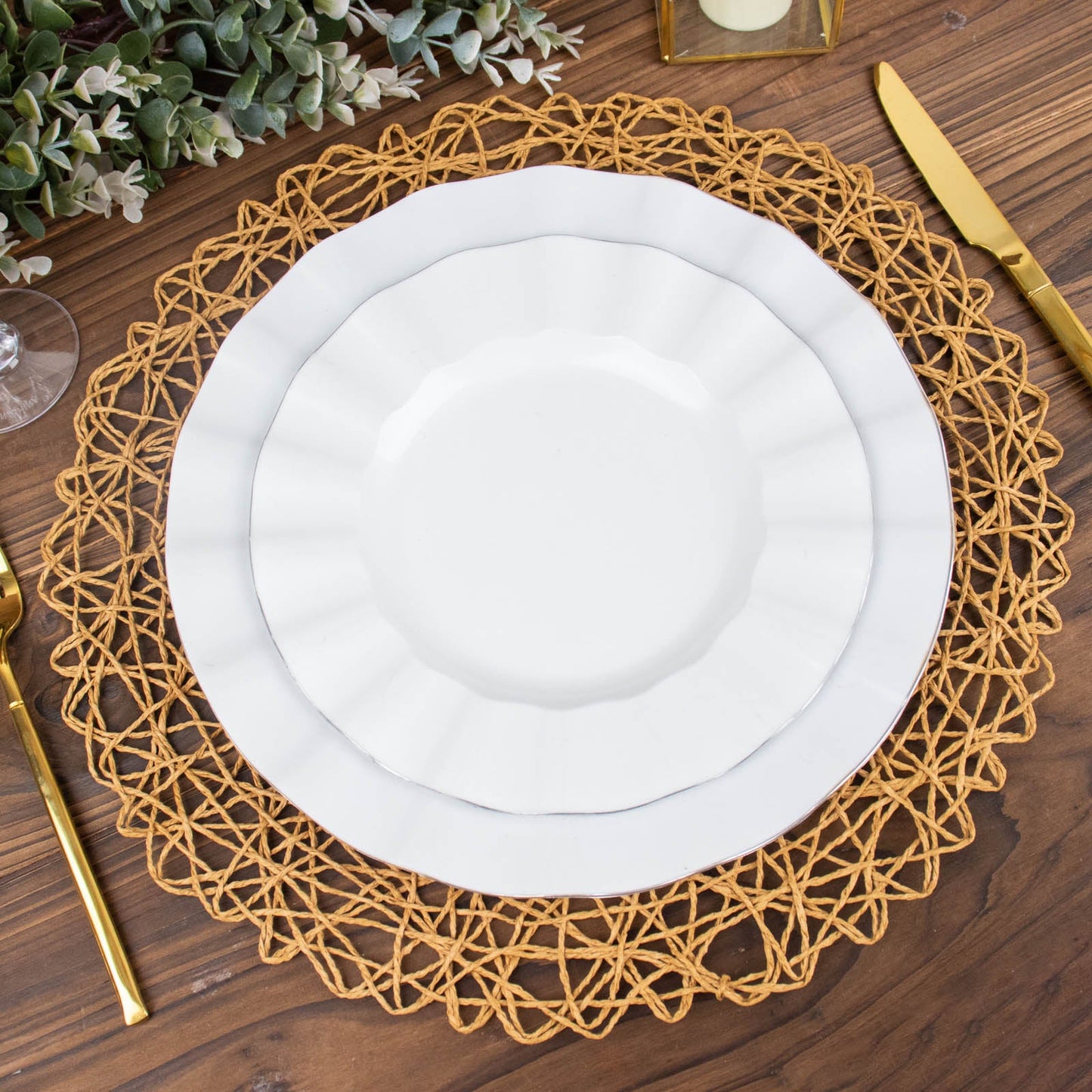 6 Pack | 15inch Natural Paper Fiber Woven Placemats, Round Table Mats