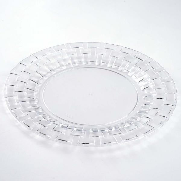 10 Pack Clear Basketweave Rim Plastic Dinner Plates 10 Inch Disposable