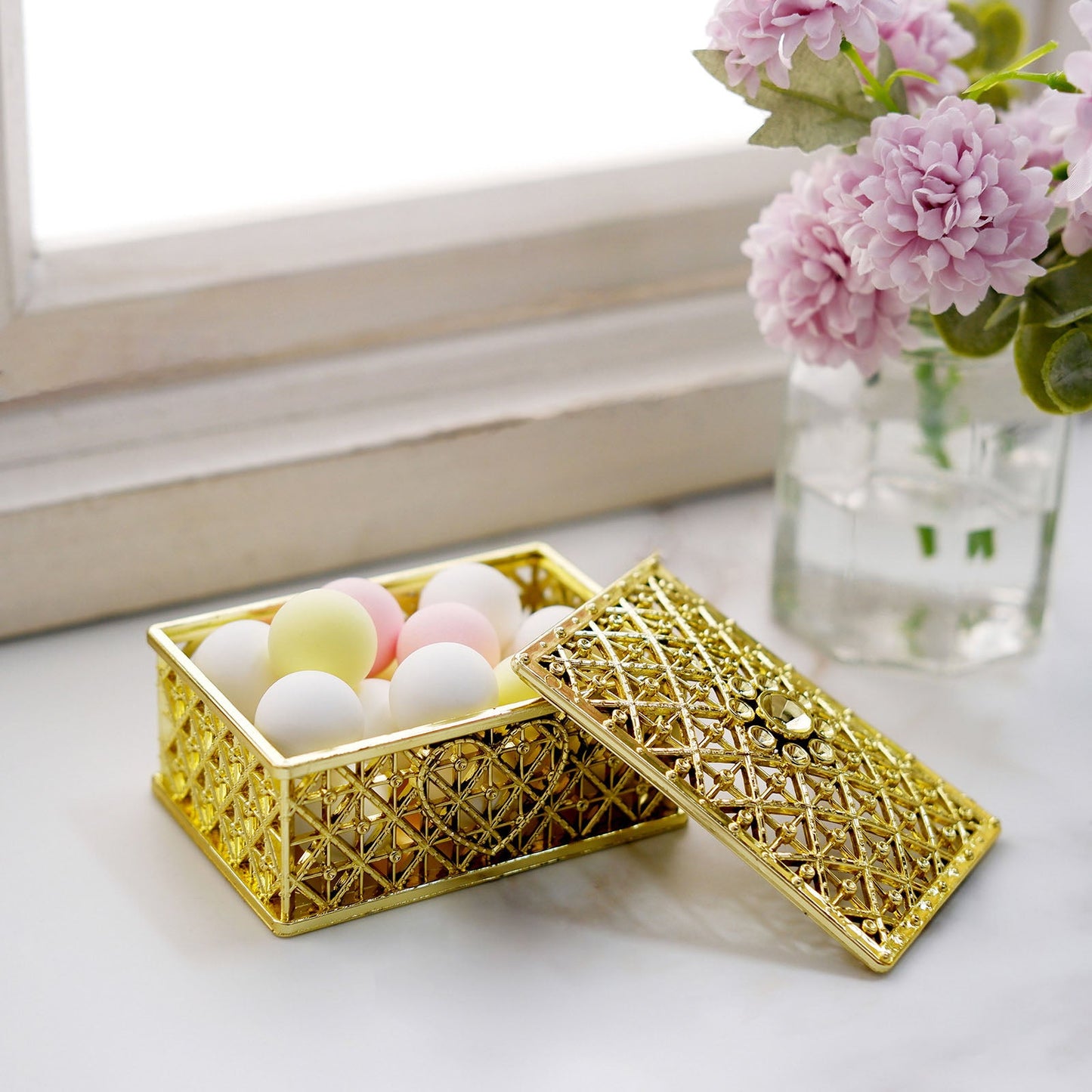 Gold Treasure Box Rectangular 3 Inch Party Favor Candy Treat Favor Container 12 Pack