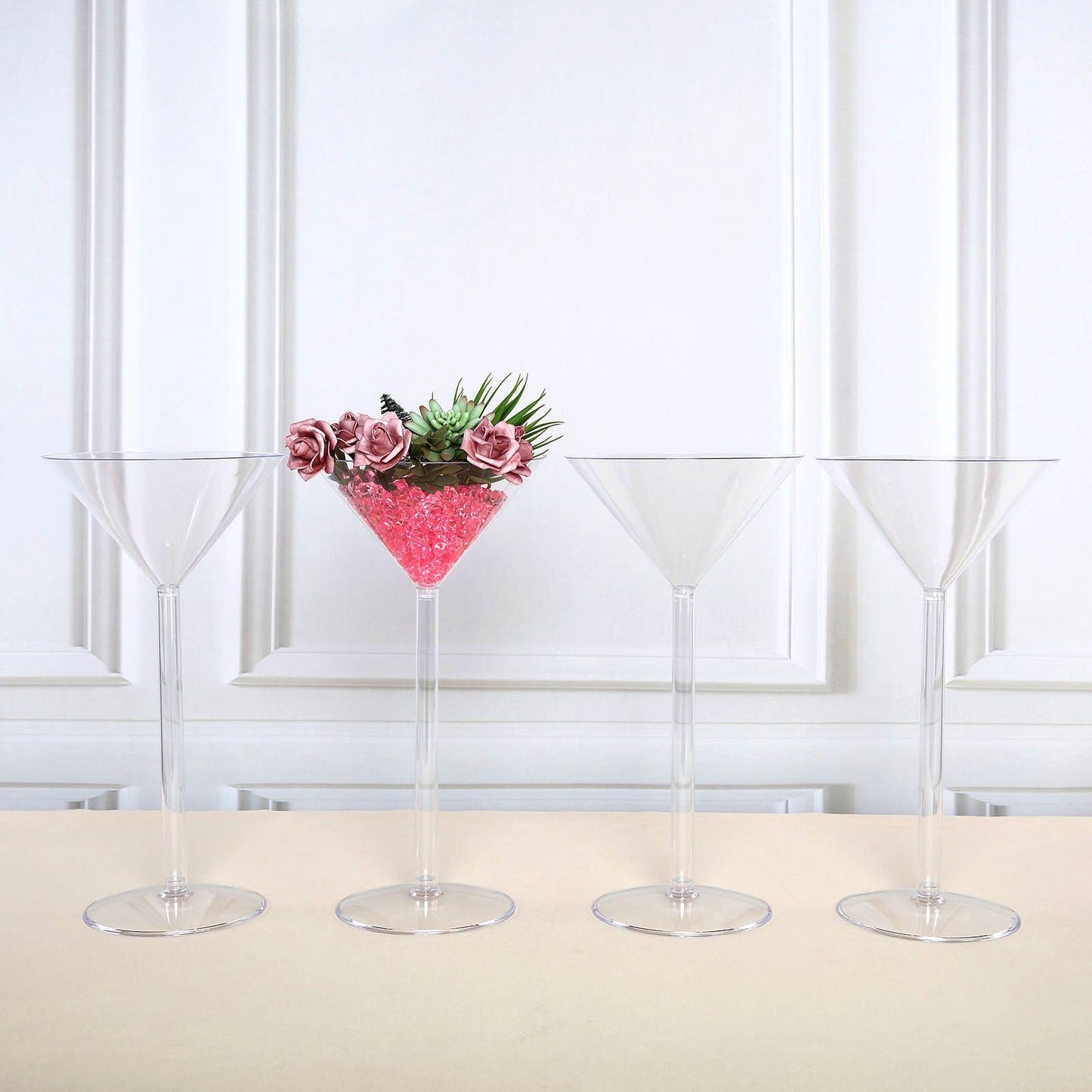 4 Pack | 18" Martini Flower Vase With Fillable Stem