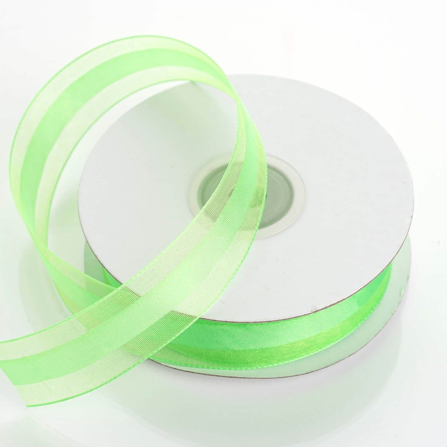 25 Yards | 7/8" DIY Apple Green Organza Ribbon Satin Center