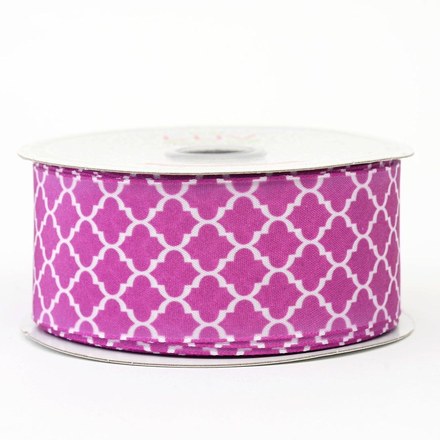 1.5 Inch Purple Grosgrain Geometric Pattern Quatrefoil Ribbon 10 Yards#whtbkgd