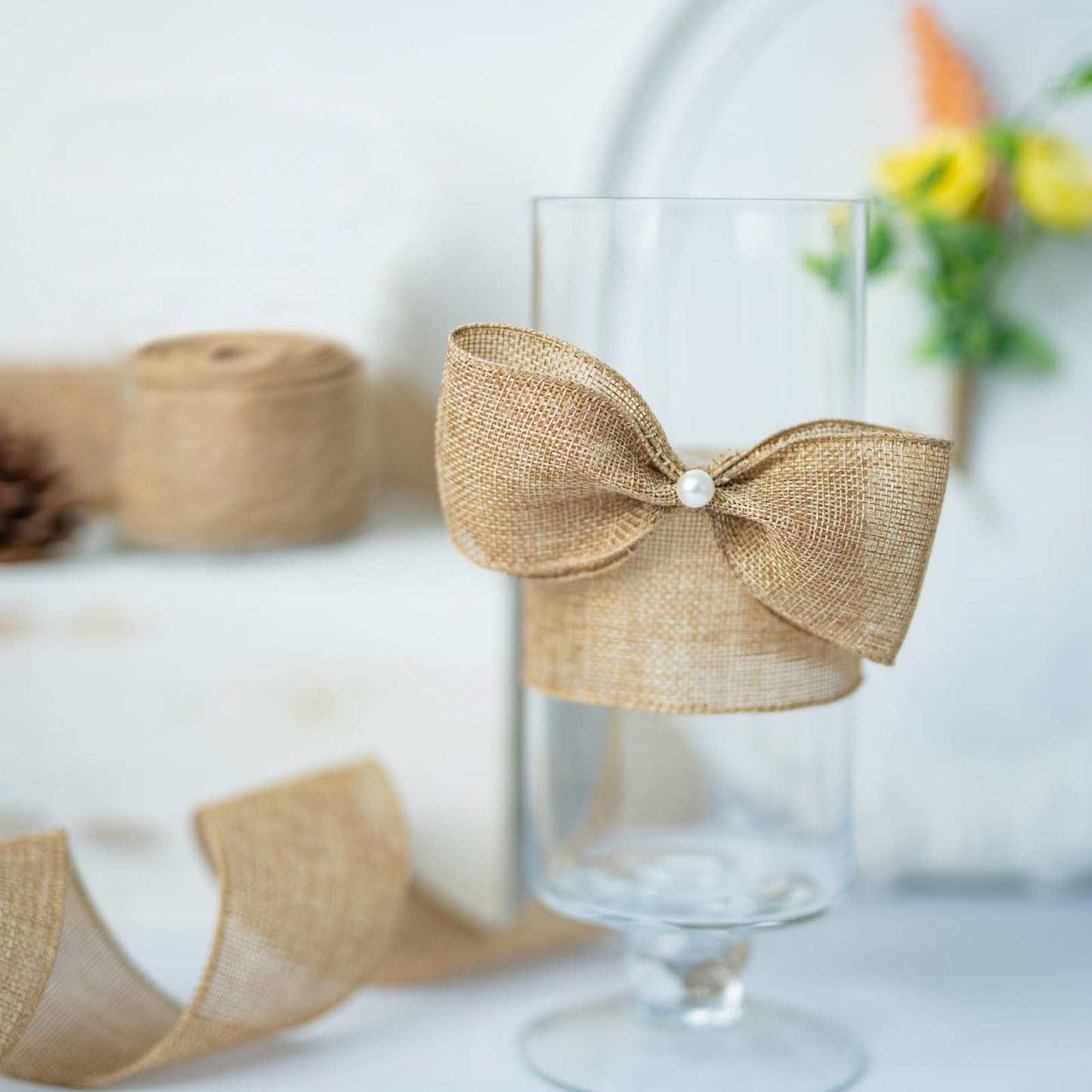 Wired Burlap 2.5 Inch x 10 Yards Ribbon In Natural Tone