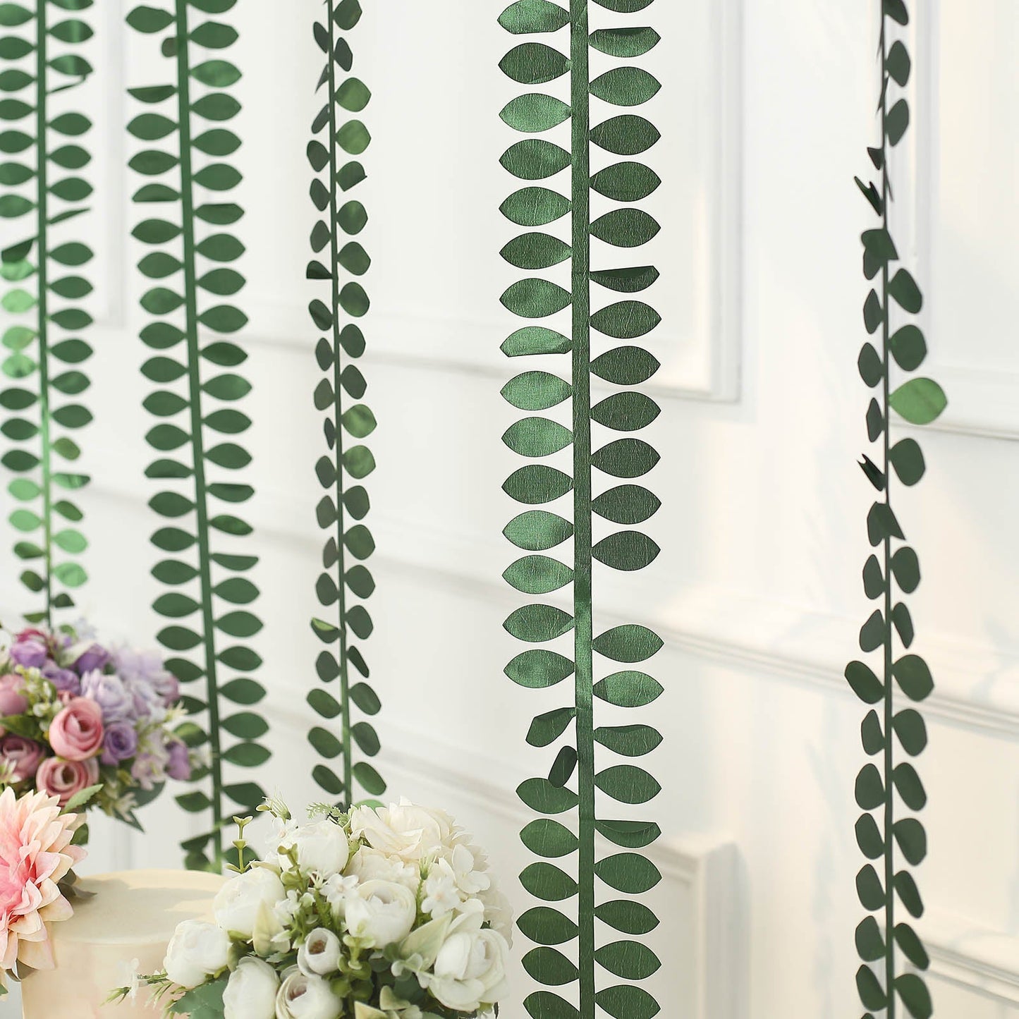 Green leaf petal taffeta ribbon sash for DIY fabric garlands.