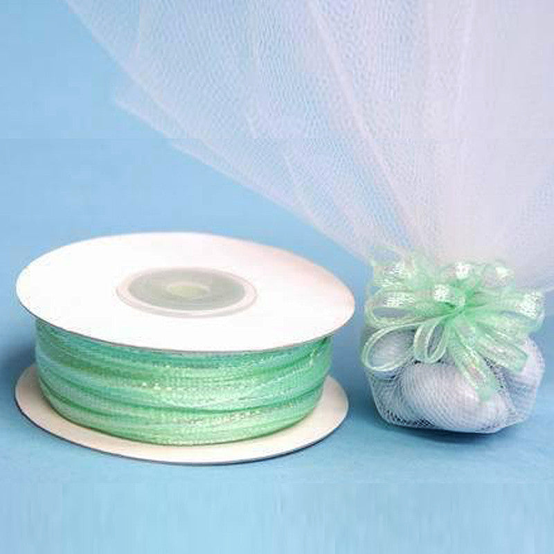 50 Yards | 1/8" Mint Organza Pull Ribbon String Bows