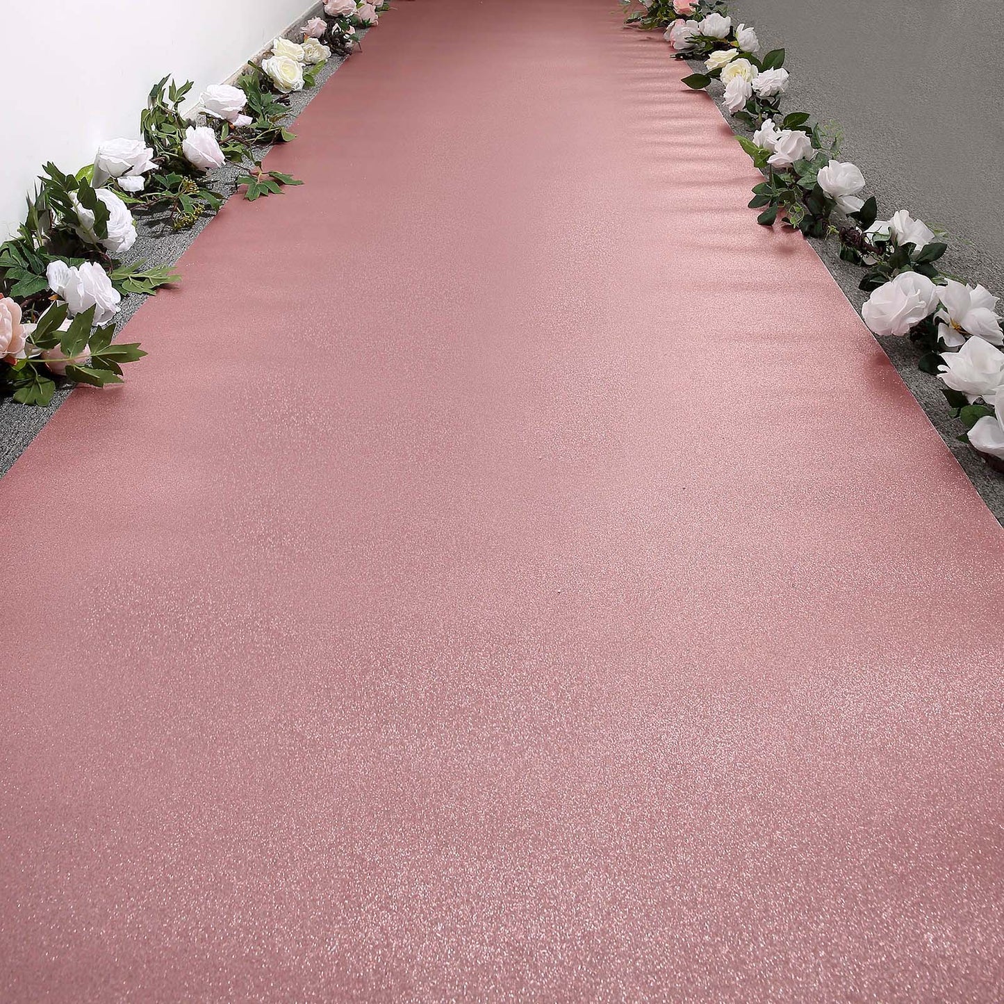 Non Woven Glitter Sparkle Blush Rose Gold Aisle Red Carpet Aisle Runner 3 Feet x 50 Feet
