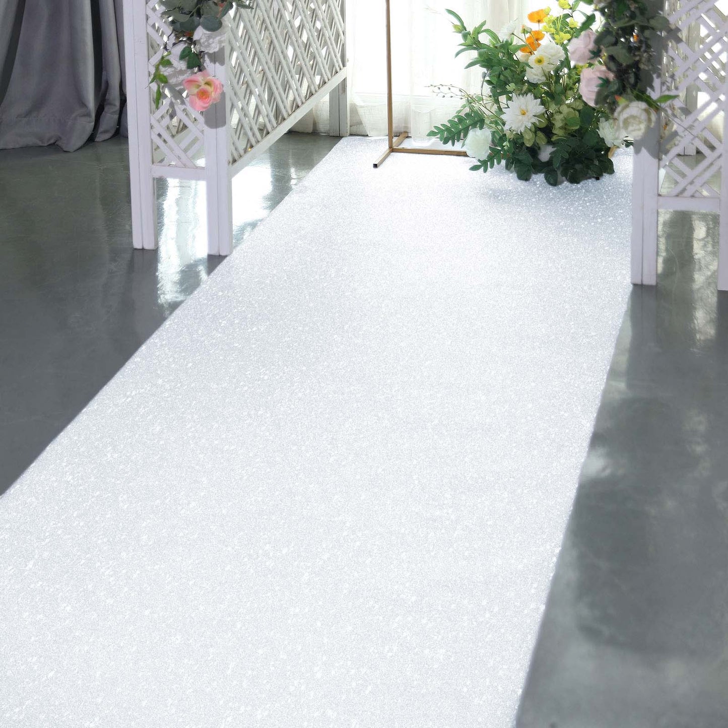 White Glitter Runner For Aisle Decor 3 Feet x 50 Feet