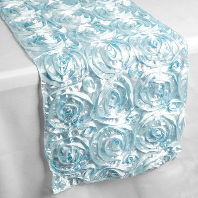Luxurious Texture of the Light Blue Rosette Table Runner Luxurious Texture of the Light Blue Rosette Table Runner