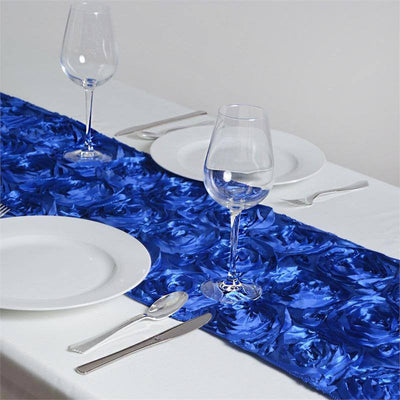 Luxurious Texture of the Royal Blue Rosette Table Runner Luxurious Texture of the Royal Blue Rosette Table Runner