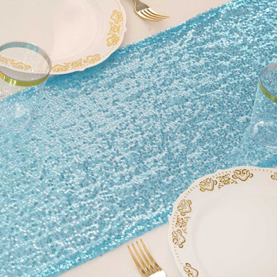 Elevate Your Event with Light Blue Sequin Table Runner Elevate Your Event with Light Blue Sequin Table Runner