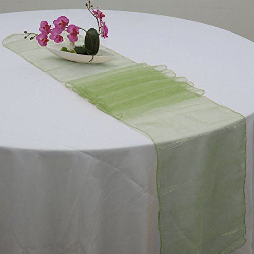 Organza Olive Green Table Top Runner 14 Inch x 108 Inch