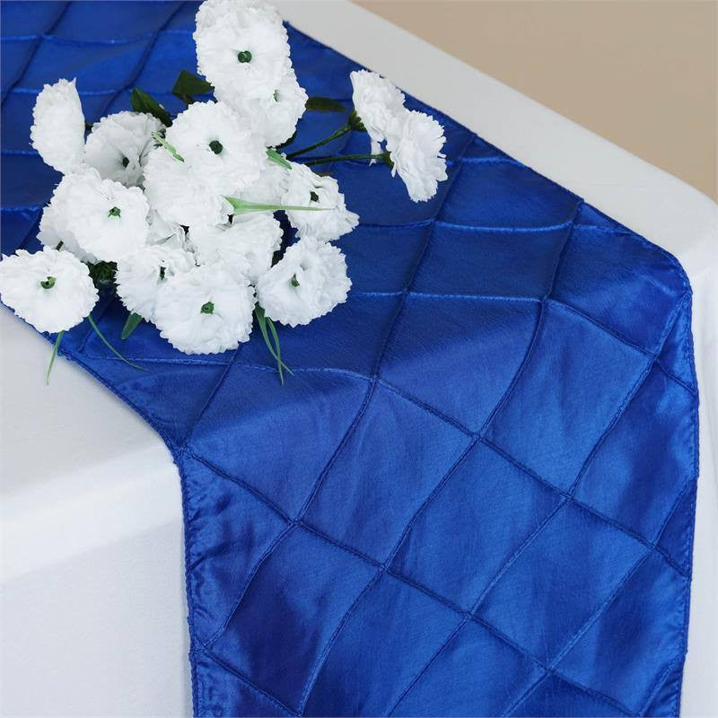 12"x108" Royal Blue Taffeta Pintuck Table Runner
