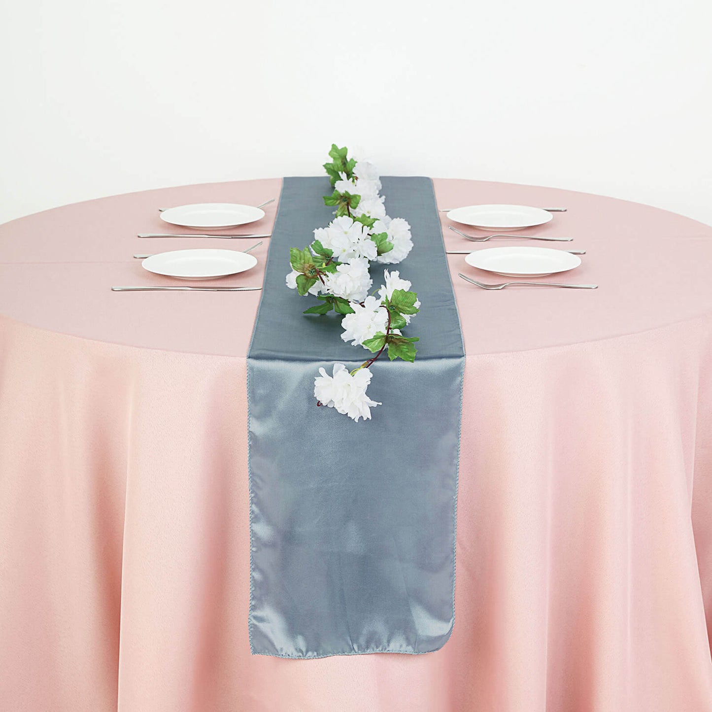 12"x108" Dusty Blue Satin Table Runner