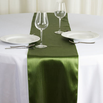 Versatile Use of the Olive Green Satin Table Runner Versatile Use of the Olive Green Satin Table Runner