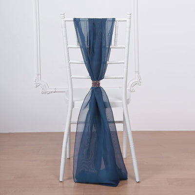 Elevate Your Event with Navy Blue Chiffon Chair Sashes Elevate Your Event with Navy Blue Chiffon Chair Sashes