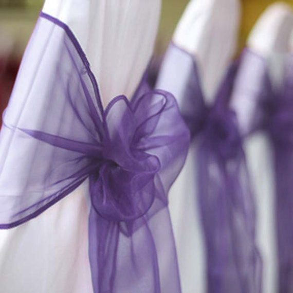 5 PCS | Purple Sheer Organza Chair Sashes