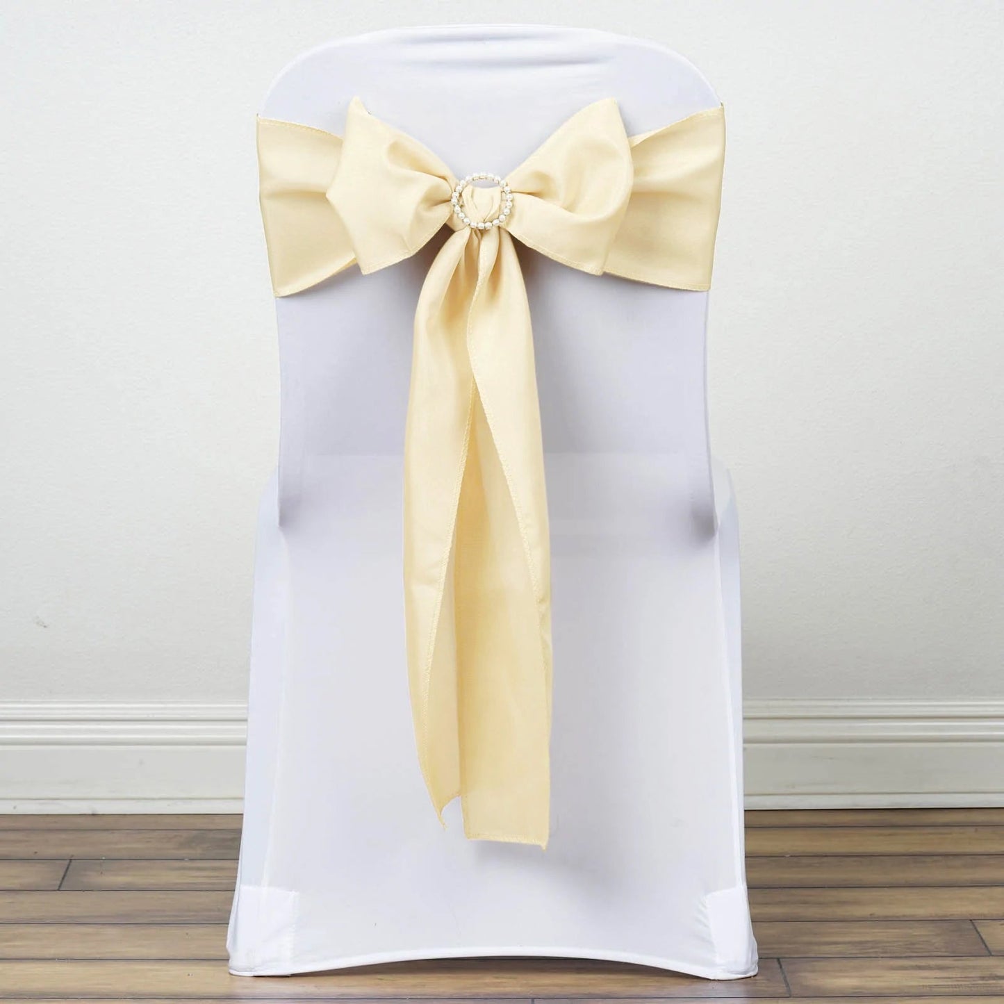 5 PCS | 6" x 108" Beige Polyester Chair Sash