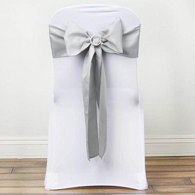 Affordable Elegance with Silver Chair Sashes Affordable Elegance with Silver Chair Sashes